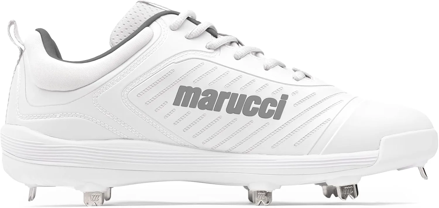 Бейсбольные бутсы Marucci CFT Low Height из металла для мужчин, бейсбольная обувь для мужчин, надежная регулируемая посадка, комфорт и сцепление для высокой производительности, легкие, долговечные, белый — фото 3
