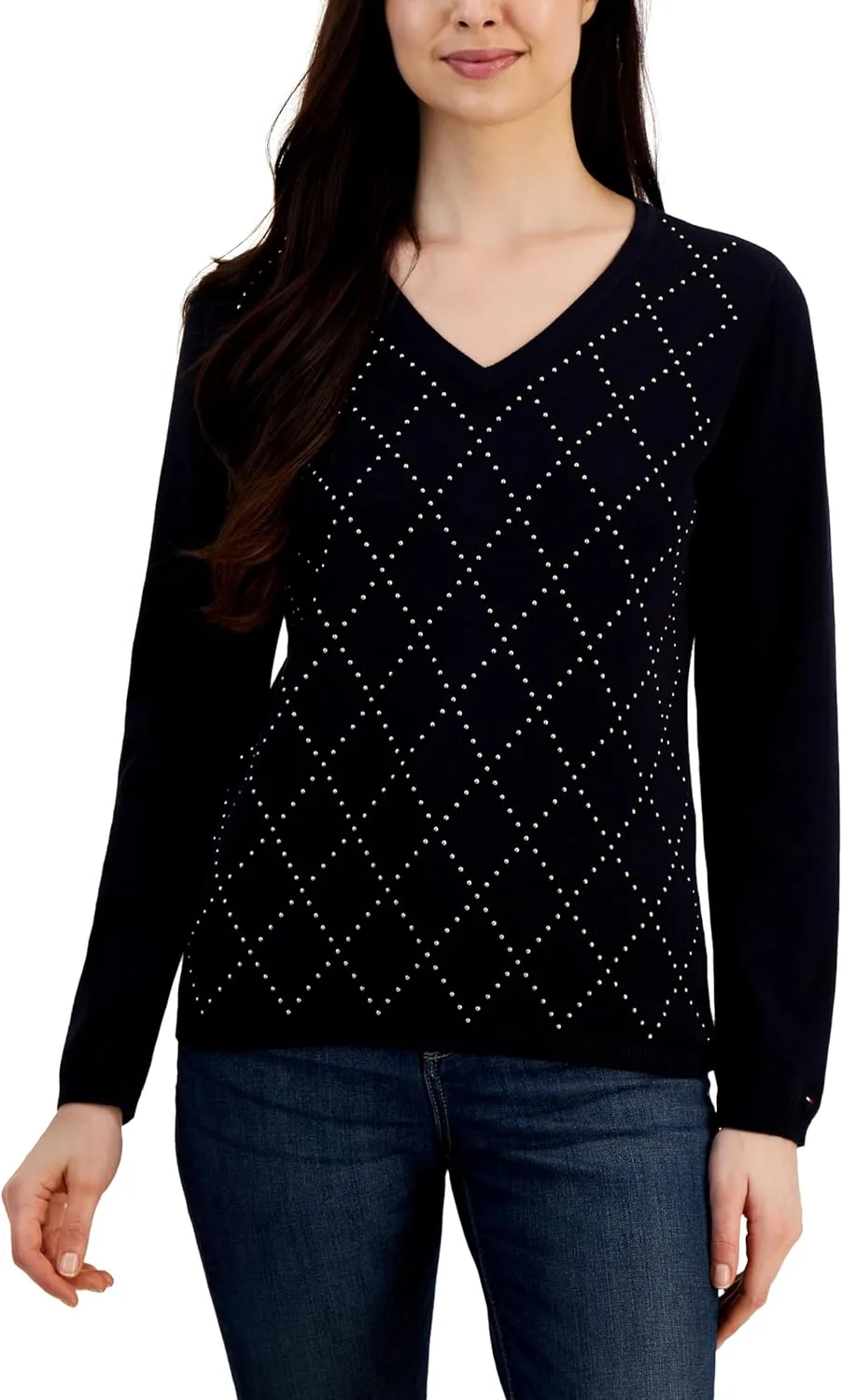 

Женский свитер с длинными рукавами и логотипом Tommy Hilfiger