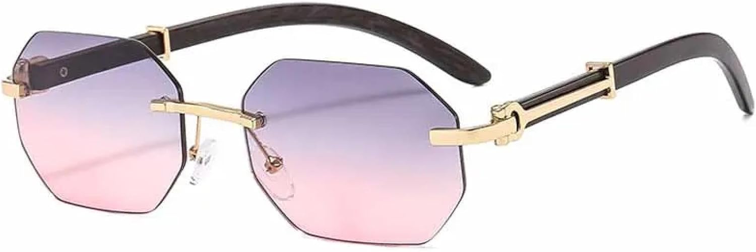 

Винтажные роскошные панк-солнцезащитные очки Polygon без оправы для мужчин и женщин, модные классические трендовые очки для путешествий и вождения, защита от УФ-излучения UV400 TKKTLLT, Black Gray Pink