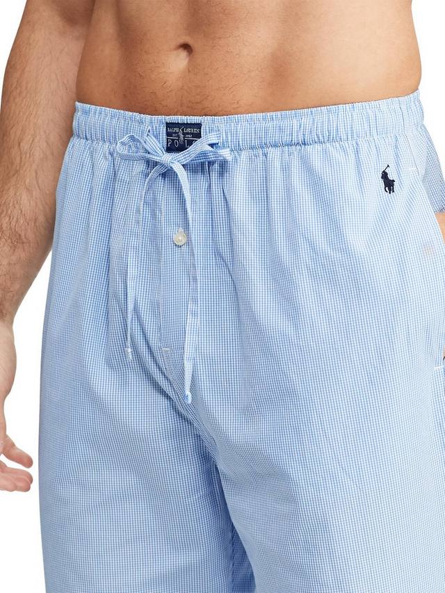 Хлопковый комплект пижамы из поплина в мини-клетку Ralph Lauren, Blue Sky — фото 4