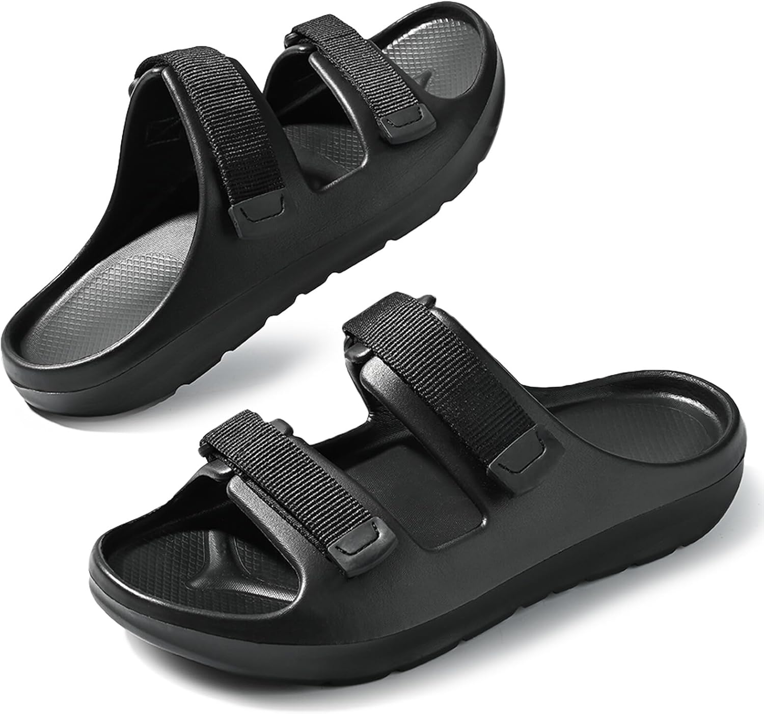 

Сандалии-сланцы ROPULP для женщин и мужчин, регулируемые с застежкой на липучке, с поддержкой свода стопы, для пляжей, спортзалов, бассейнов и садов, обувь EVA для улицы и дома, черный