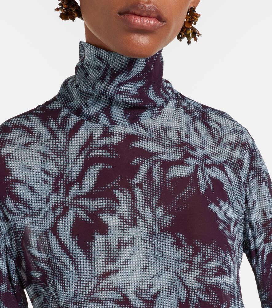 Расписная шифоновая водолазка с прозрачным эффектом Dries Van Noten, Burgundy — фото 4