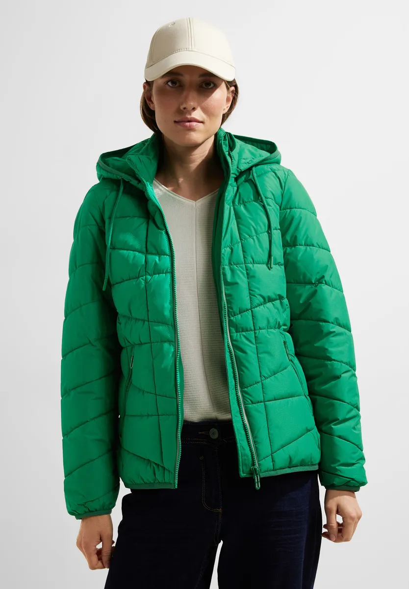 

Однотонная стеганая куртка с капюшоном Cecil, зеленый