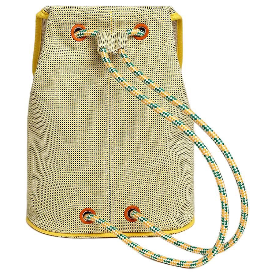 Рюкзак из холста женский лимонно-зеленый HERMES — фото 3