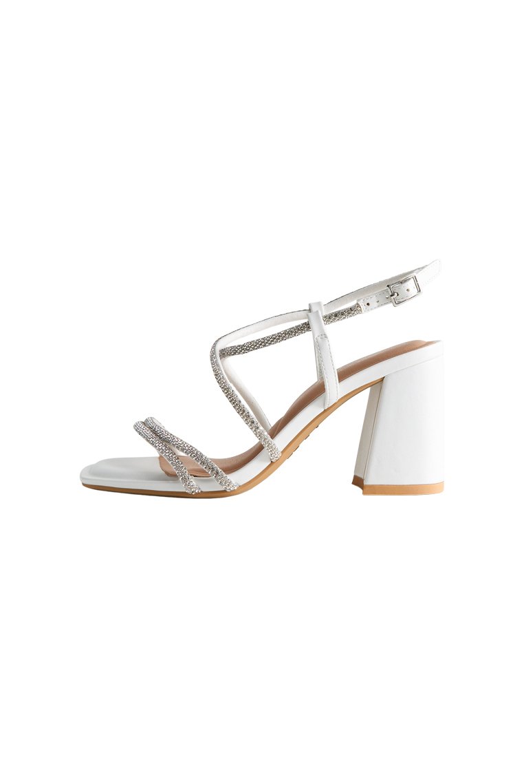 Сандалии WIDE FIT DIAMANTE EMBELLISHED BLOCK HEEL - Bridal shoes New Look Wide Fit, белый — фото 2
