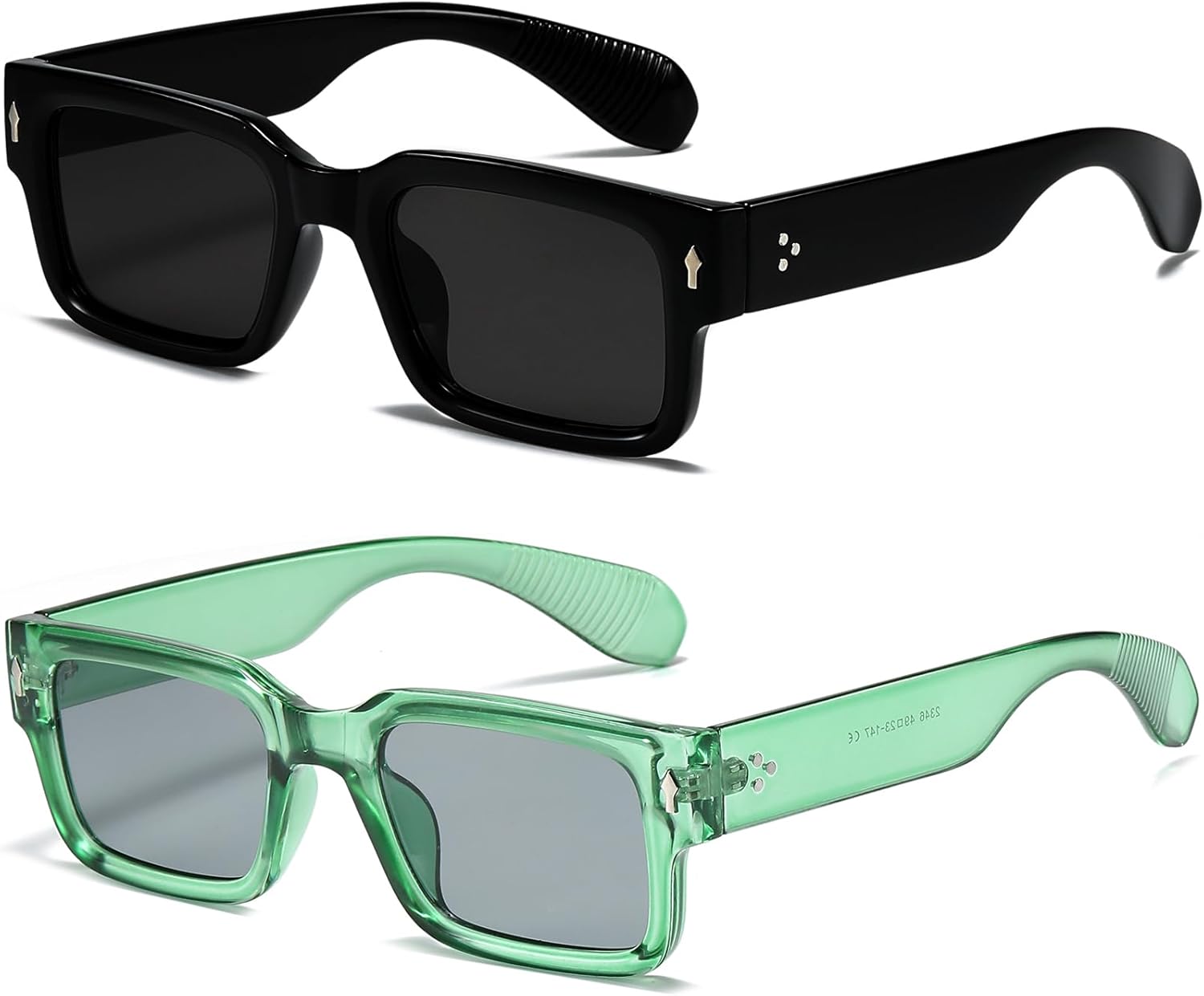 

Солнцезащитные очки EYLRIM в квадратной оправе для женщин и мужчин, модные массивные прямоугольные солнцезащитные очки черного цвета с защитой от УФ-излучения UV400, 2 Pack (Black/Grey+transparent Green/Grey)