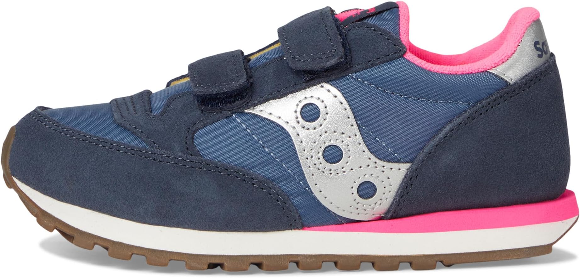 Кроссовки Saucony Kids  Originals Jazz Double Hook & Loop, Navy/Silver/Pink — фото 4