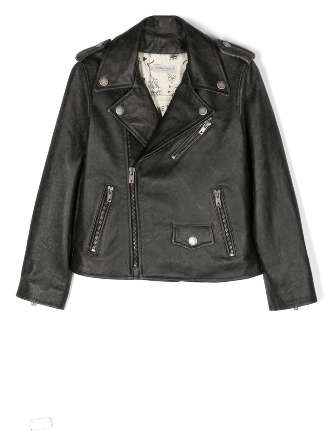 

Golden Goose Kids байкерская куртка на молнии, черный