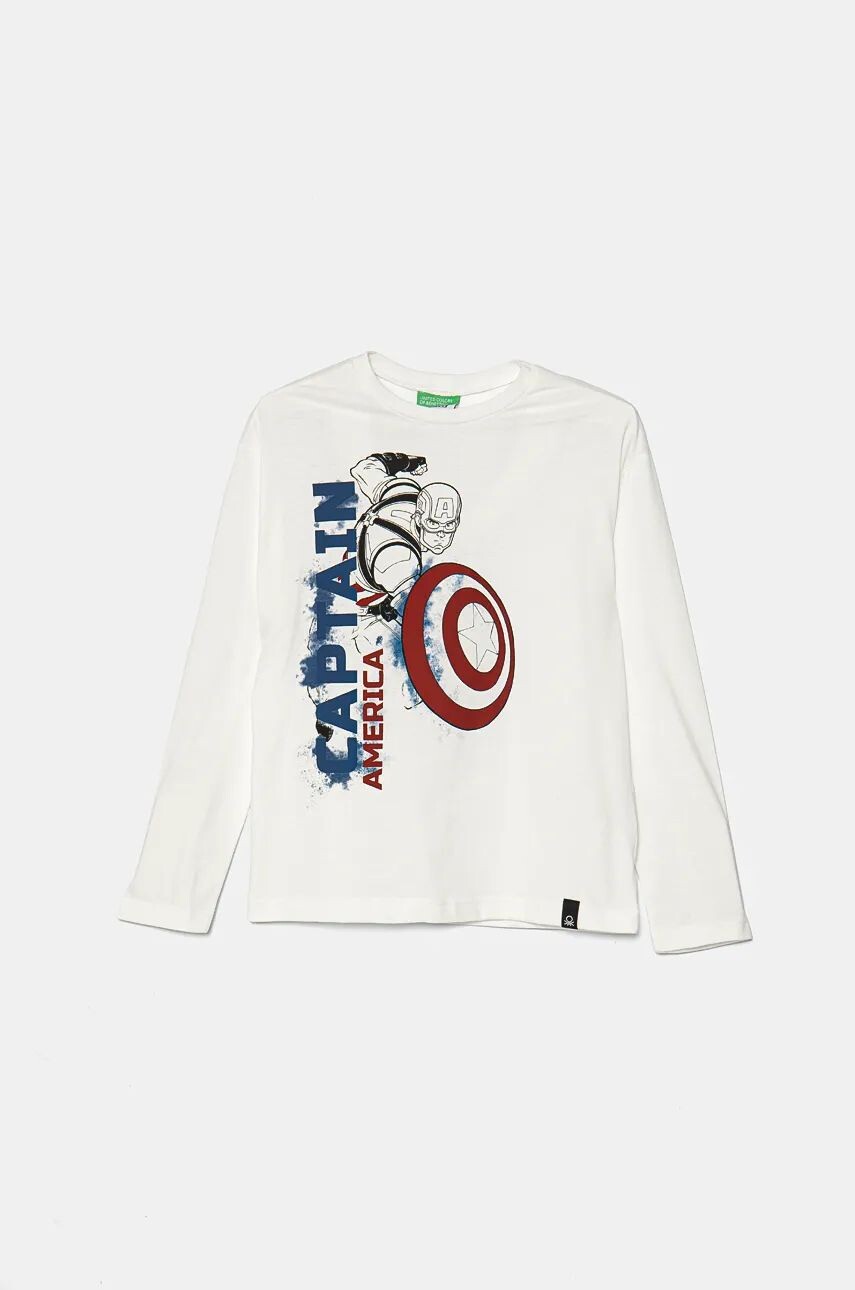 

Хлопковая рубашка с длинными рукавами United Colors of Benetton для мальчиков, белый