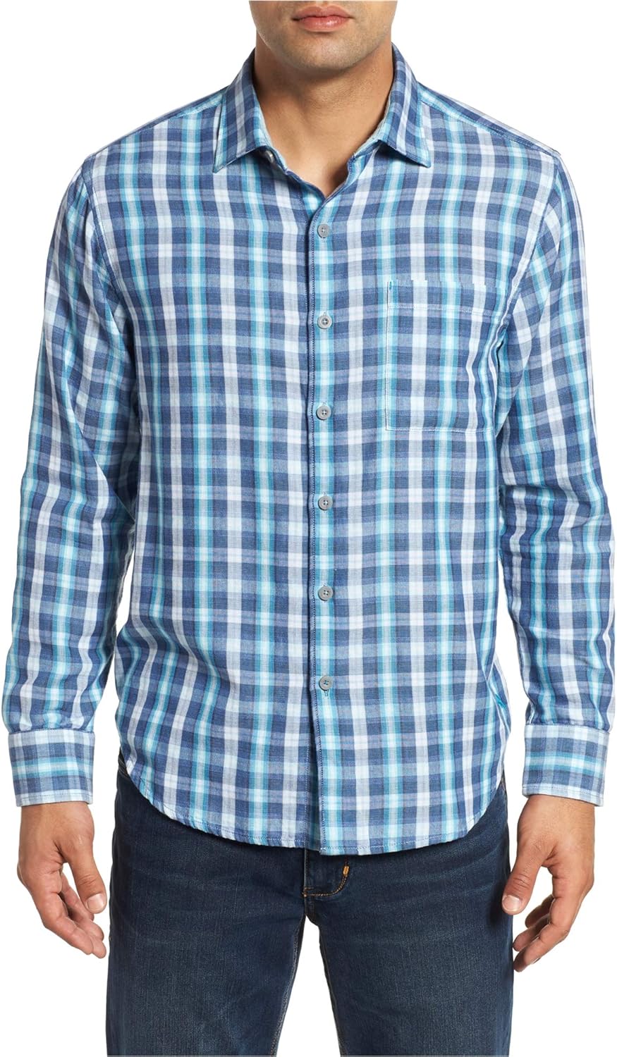 

Мужская рубашка Tommy Hilfiger классического кроя с расклешенным воротником и длинным рукавом, Blues