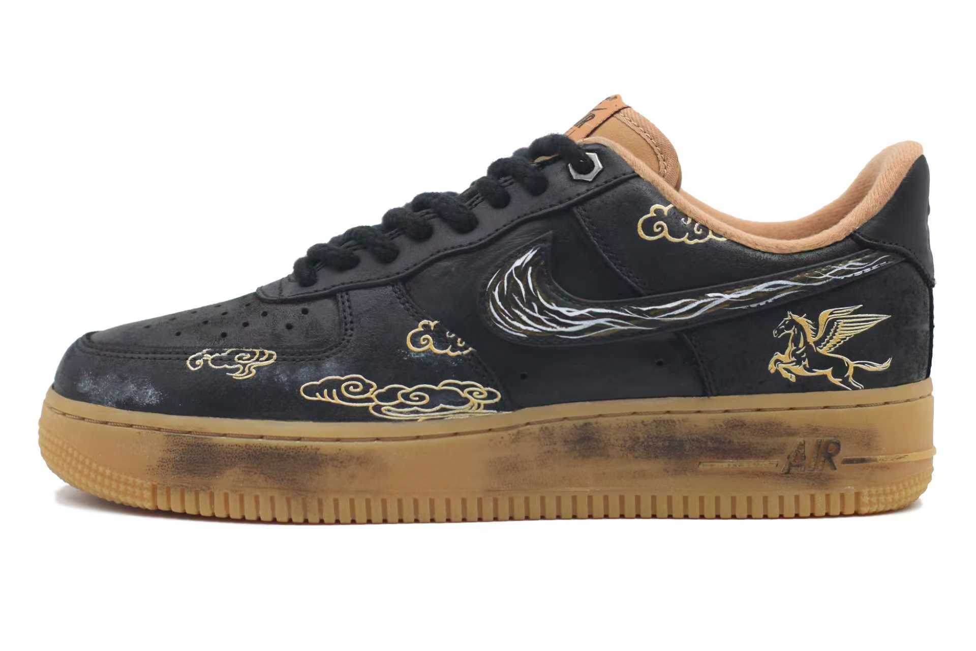 

Nike Легкие и дышащие низкие кроссовки для скейтбординга Air Force 1, унисекс, черный и коричневый