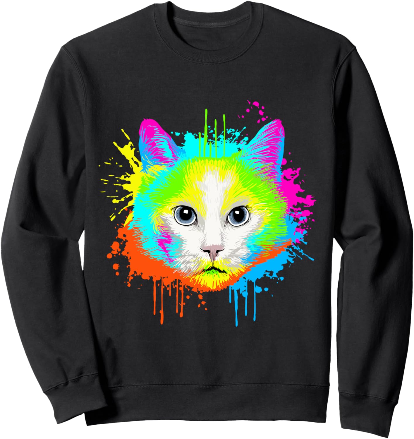 

Толстовка с рисунком кошки в стиле Splash Art для любителей кошек Colorful Baby Cat Gift Ideas, черный