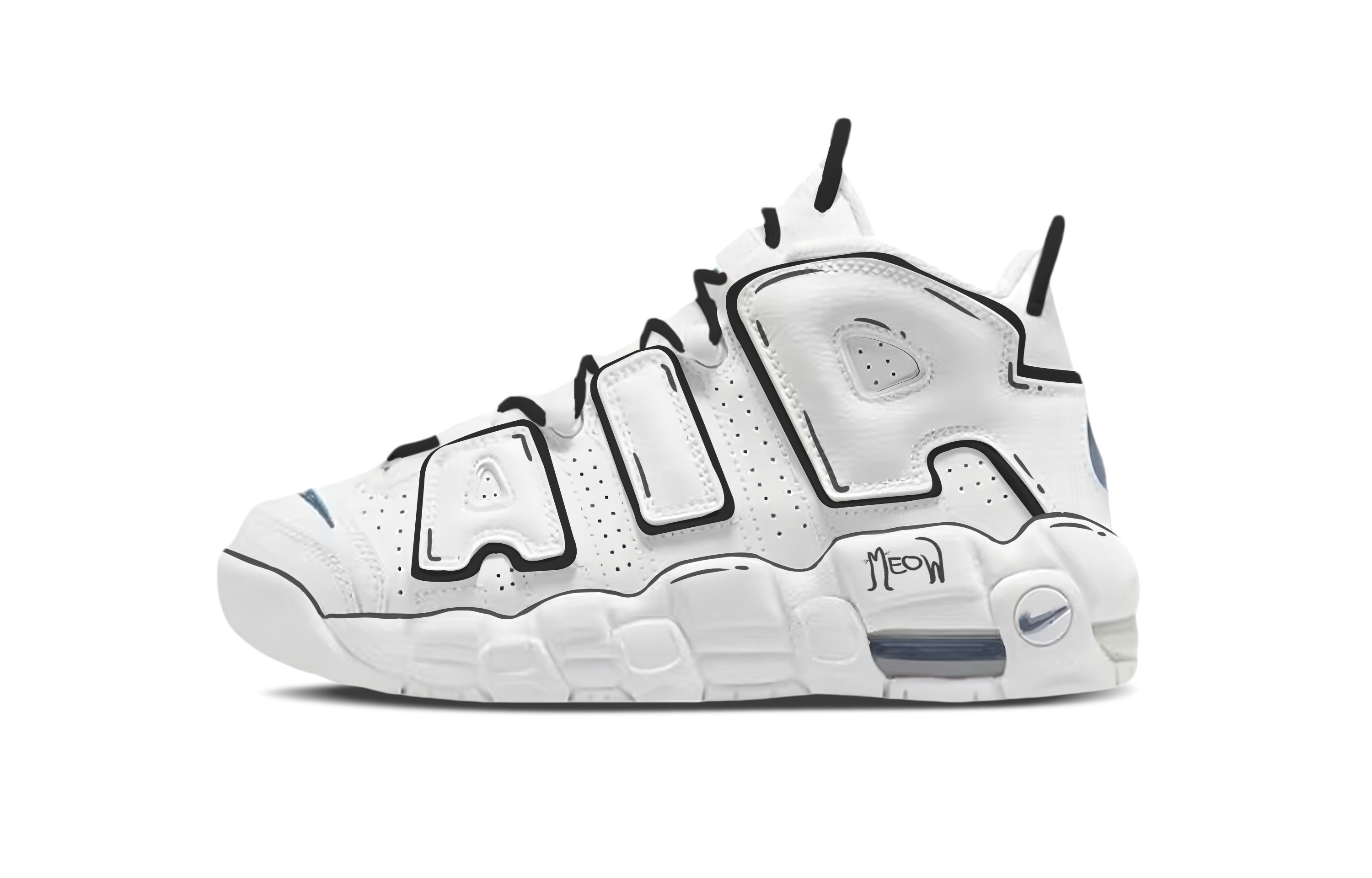 

Nike Кроссовки Air More Uptempo Mantan Coating AIR Leather White Abrasion Resistant Slip Resistant Mid top