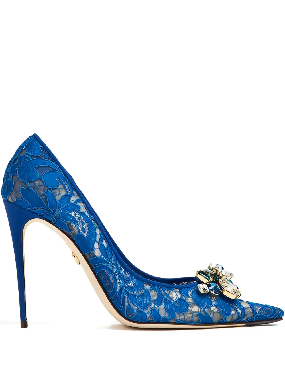 Туфли-лодочки Rainbow Lace, 105 мм, украшенные драгоценными камнями DOLCE & GABBANA, синий