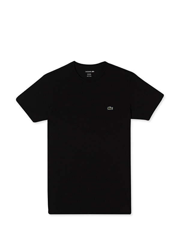 Черная мужская футболка slim fit с круглым вырезом Lacoste — фото 4