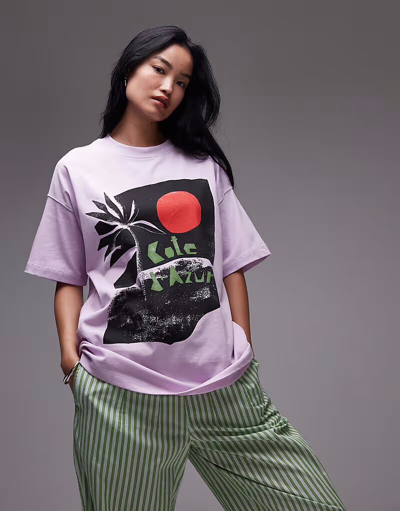 

Футболка Topshop с принтом Coppa Cobana oversize в сиреневом цвете