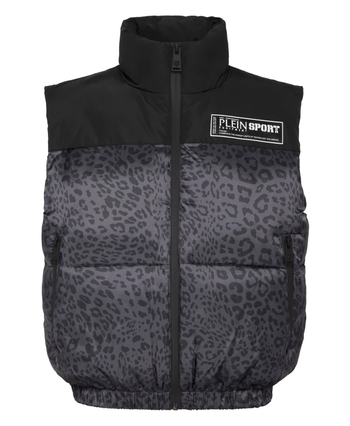

Утепленный жилет с леопардовым принтом Plein Sport, мультиколор