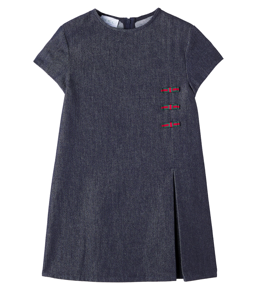 Джинсовое платье в складку Web Stripe Gucci Kids, Dark Blue/Mix