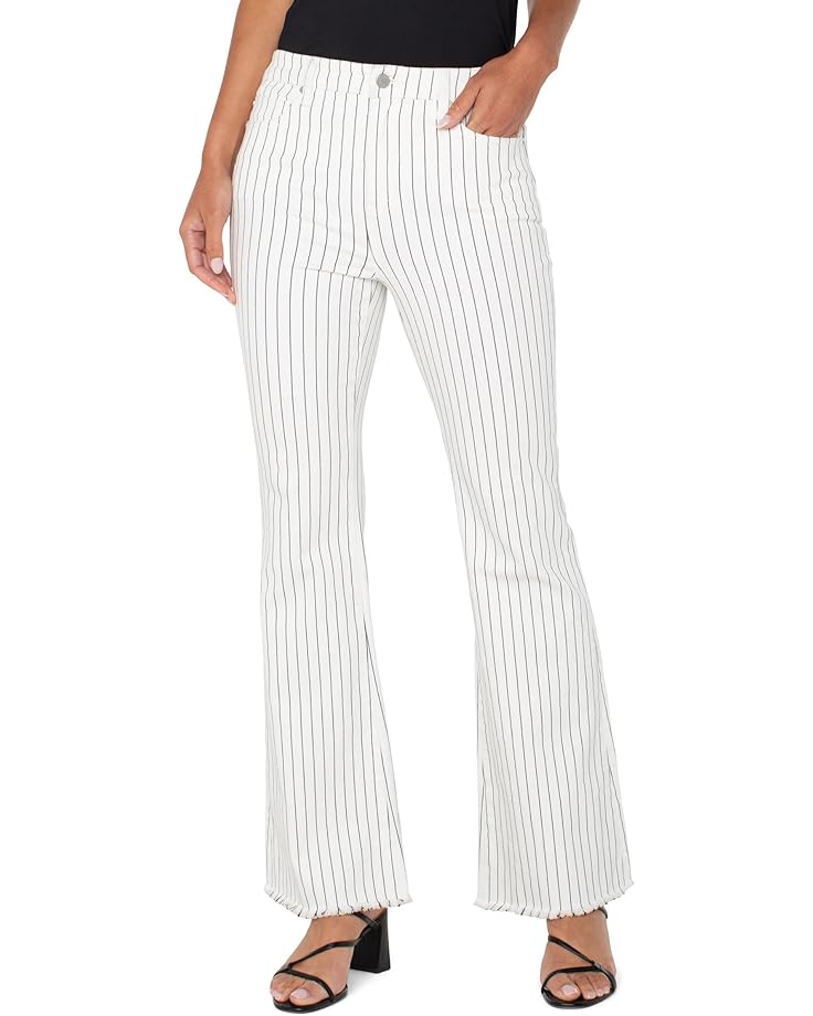 

Брюки Liverpool Los Angeles Hannah High Rise Flare With Fray Hem, цвет White Black Pinstripe