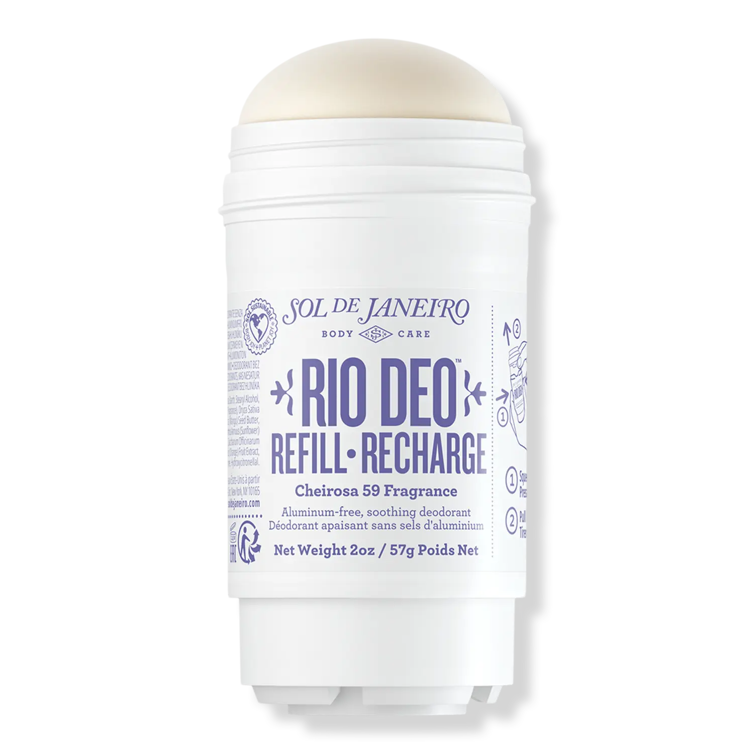 

Дезодорант Rio Deo Aluminum-Free Refillable Deodorant Cheirosa 59 (Refill) Sol de Janeiro, 2.0 oz (Refill) (Refill)