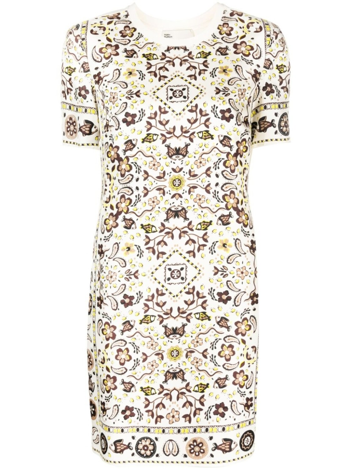 

Tory Burch шелковое платье с принтом пейсли, нейтральный цвет
