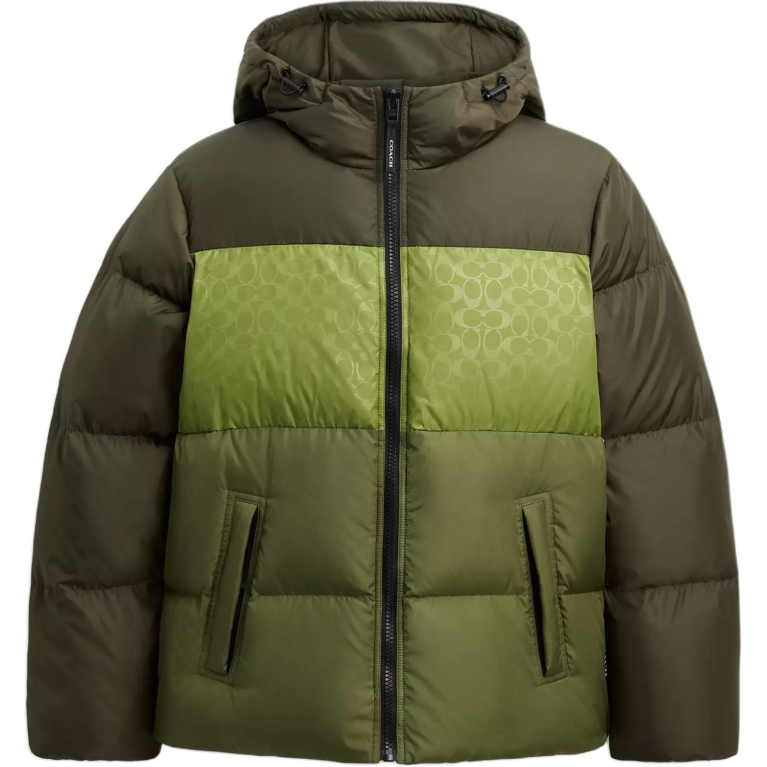 

Coach Мужская пуховая куртка зеленого цвета с капюшоном, средней жесткости