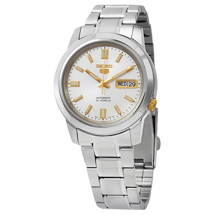 

SEIKO Часы с автоподзаводом и механическим механизмом на стальном браслете 45 мм мужские с белым циферблатом