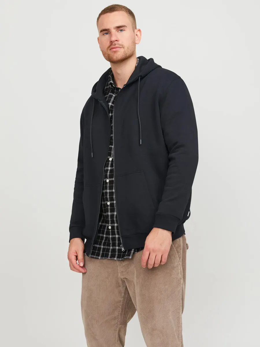 

Толстовка Jack & Jones PlusSize с капюшоном "JJEBRADLEY SWEAT ZIP HOOD NOOS PLS", черный