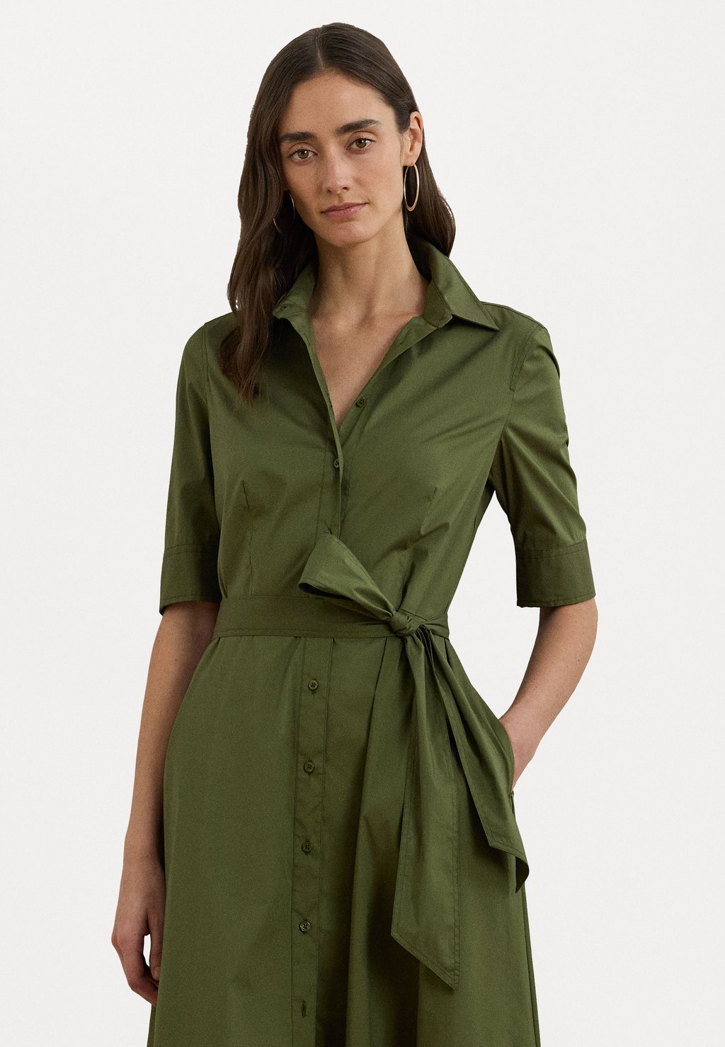 

Платье-рубашка COTTON BLEND SHIRTDRESS Lauren Ralph Lauren, оливковый