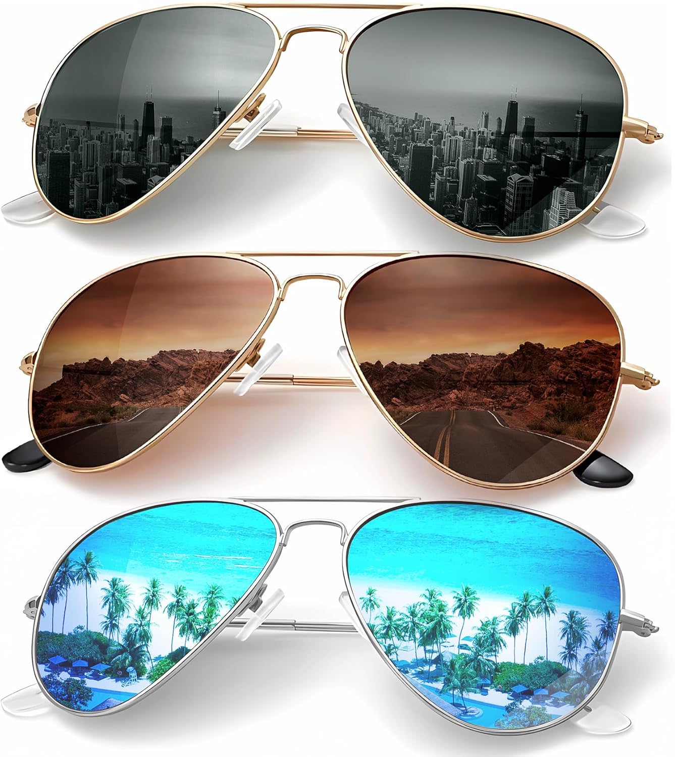 

Классические солнцезащитные очки-авиаторы KALIYADI для мужчин и женщин, очки для вождения, поляризованные линзы, блокирующие УФ-излучение, F (3 Pack) Blackish Green/Blue/Brown