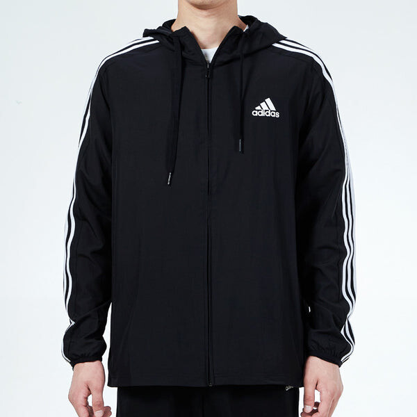 Куртка Men's adidas 3s Wb Training Sports Hooded Logo Jacket Autumn Black, черный — фото 3