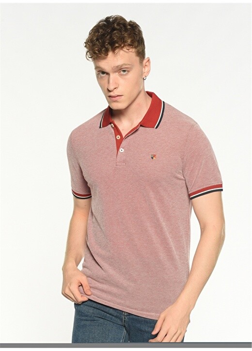 

Однотонная темно-красная мужская футболка-поло Jack & Jones, Красный, Однотонная темно-красная мужская футболка-поло Jack & Jones