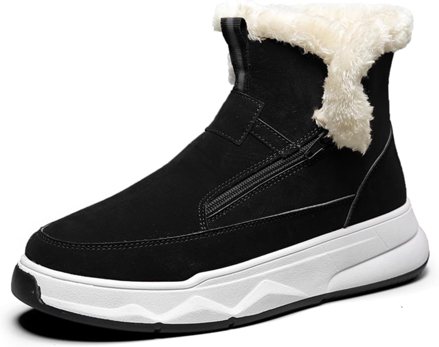 

Мужские зимние ботинки Khwfjas с утеплителем и меховой подкладкой, ботинки на молнии с противоскользящей подошвой, идеальны для холодной погоды, черный