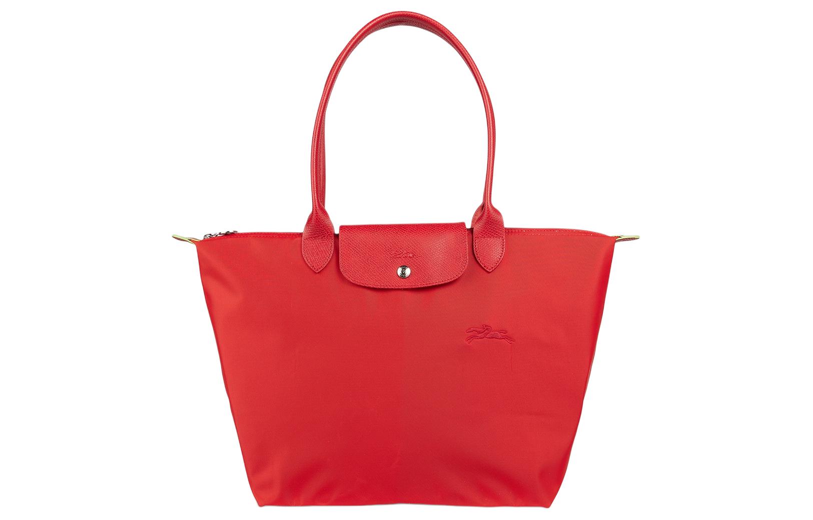 

LONGCHAMP Сумка Le Pliage Green Recycled Canvas With Leather Trim Dumpling из переработанного холода с кожаной отделкой, женская, томатно-красная