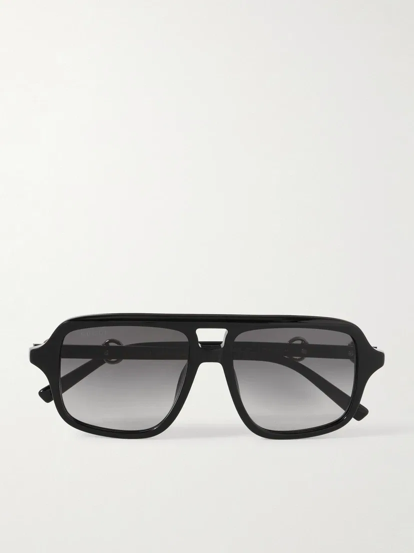 Солнцезащитные очки-авиаторы из ацетата Gucci Eyewear, черный