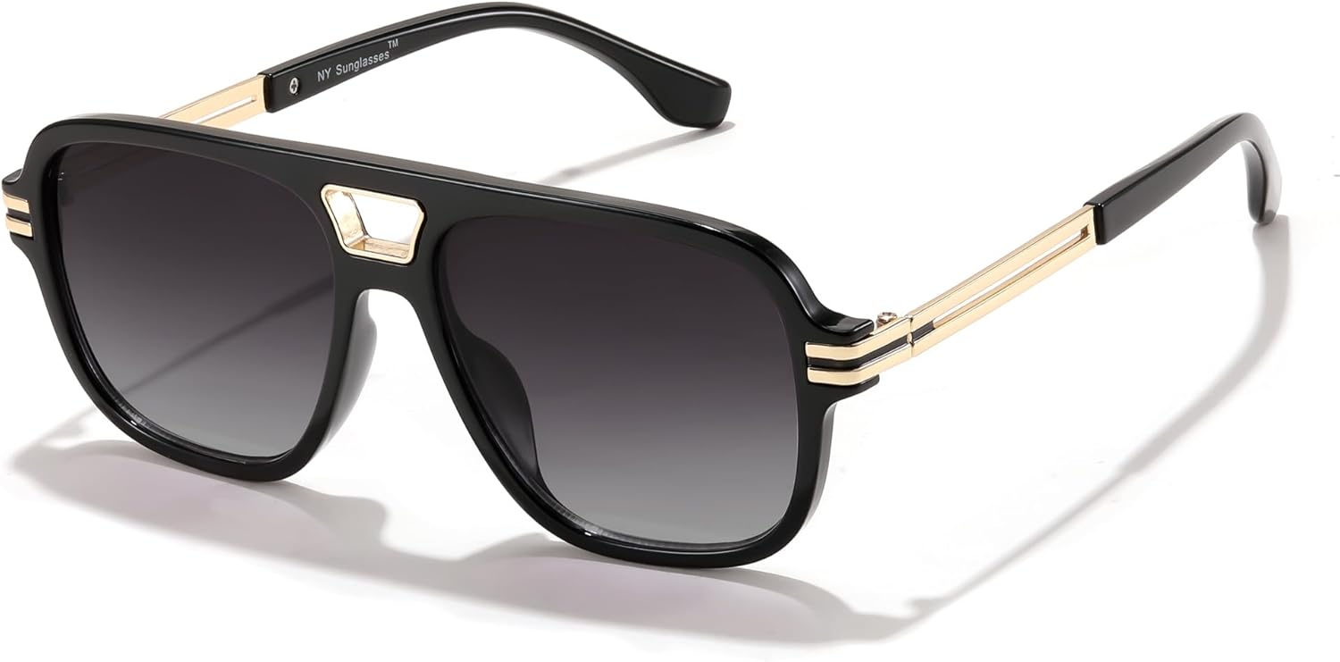 

Солнцезащитные очки FEISEDY Retro Aviator для женщин и мужчин, винтажные, модные, большие, квадратные, защита от ультрафиолета UV400, артикул B0106, Black Frame & Gradual Grey Lens