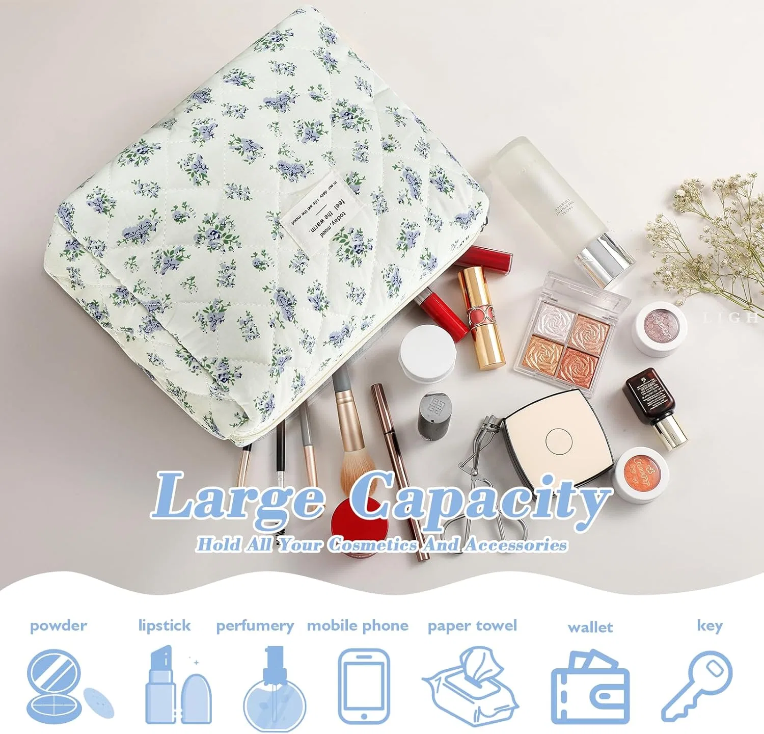 Набор из 3 косметичек BuyCard с цветочным узором Buycard, Light Blue — фото 4