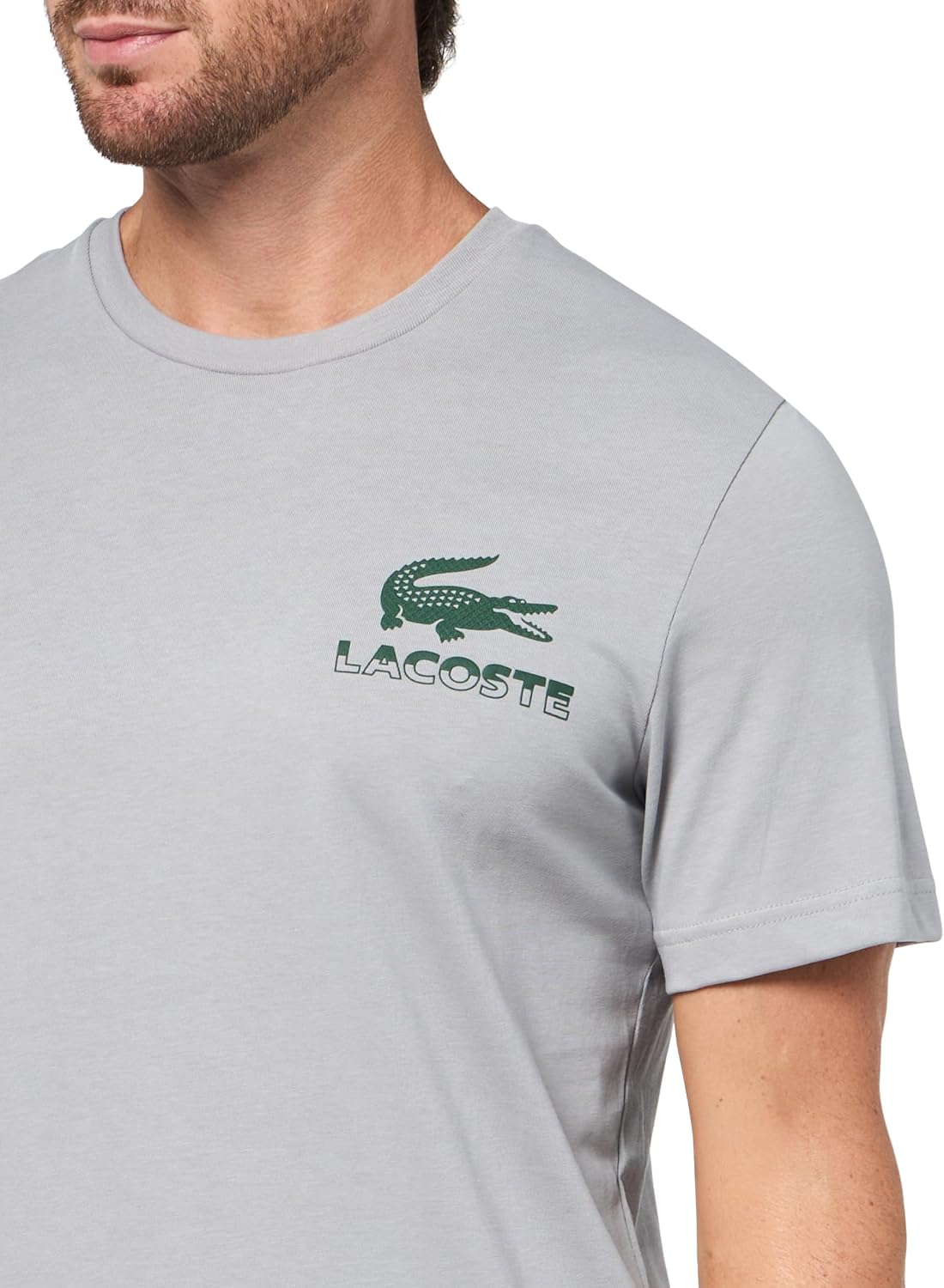 Футболка Lacoste, мужская, с круглым вырезом и графикой, Elephant Grey — фото 3