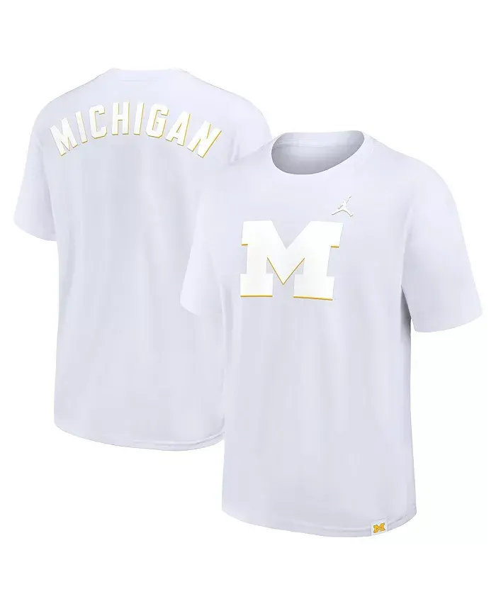 

Мужская белая футболка Michigan Wolverines 2-Hit Statement Max90 Jordan