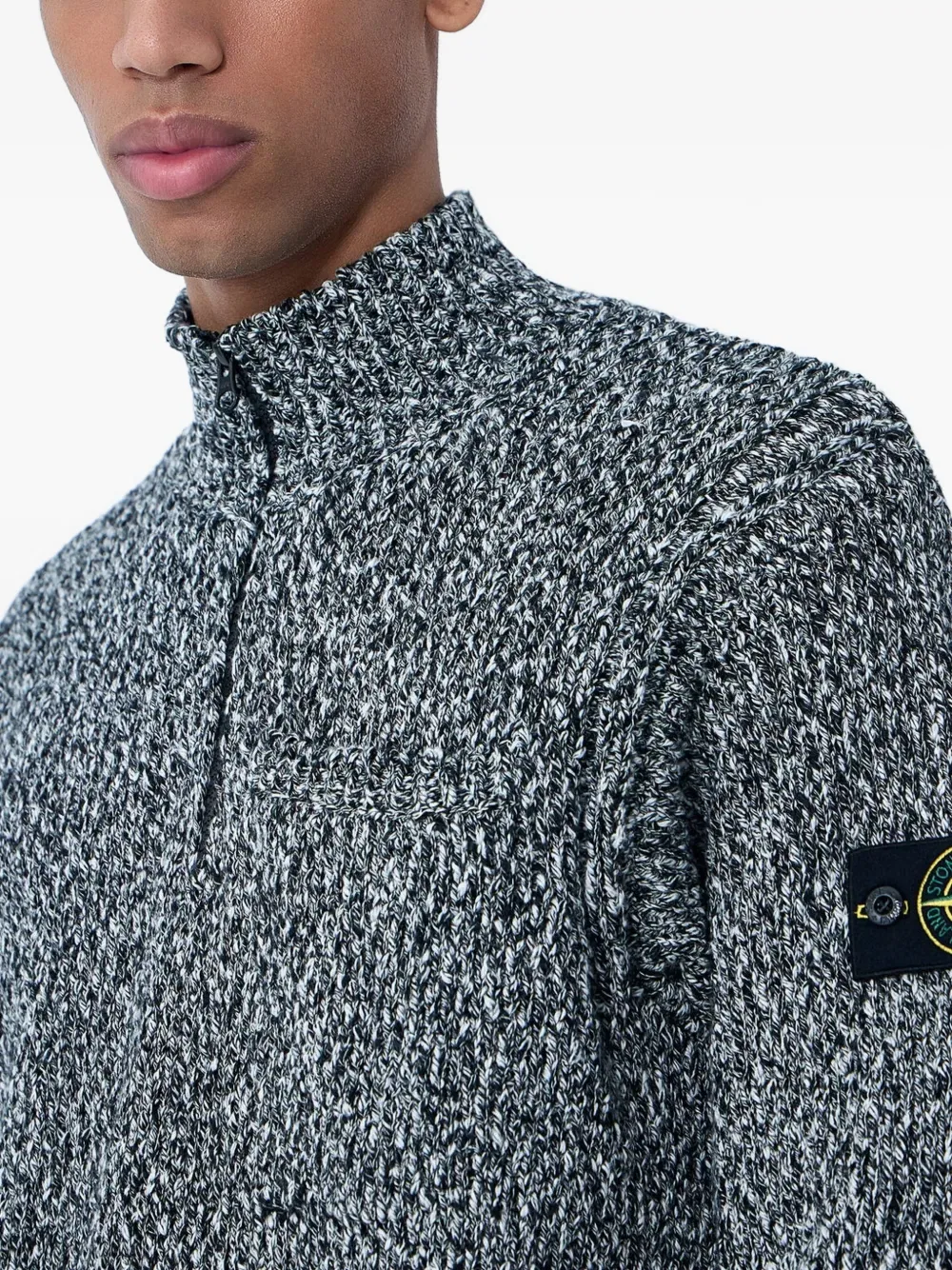 Свитер с застежкой-молнией до середины груди Stone Island, черный — фото 4