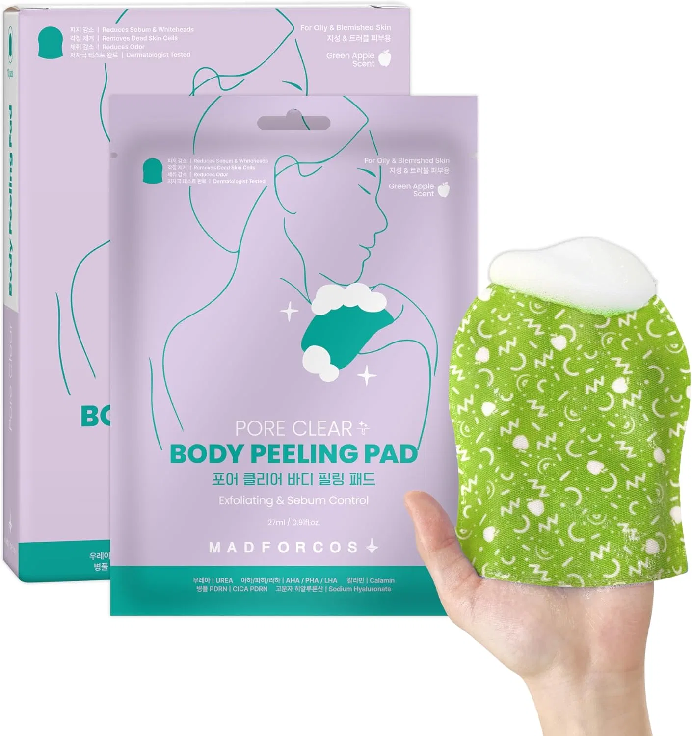 Пилинг-подушечки для тела MADFORCOS Deep Moisture, 10 шт, 1 лист