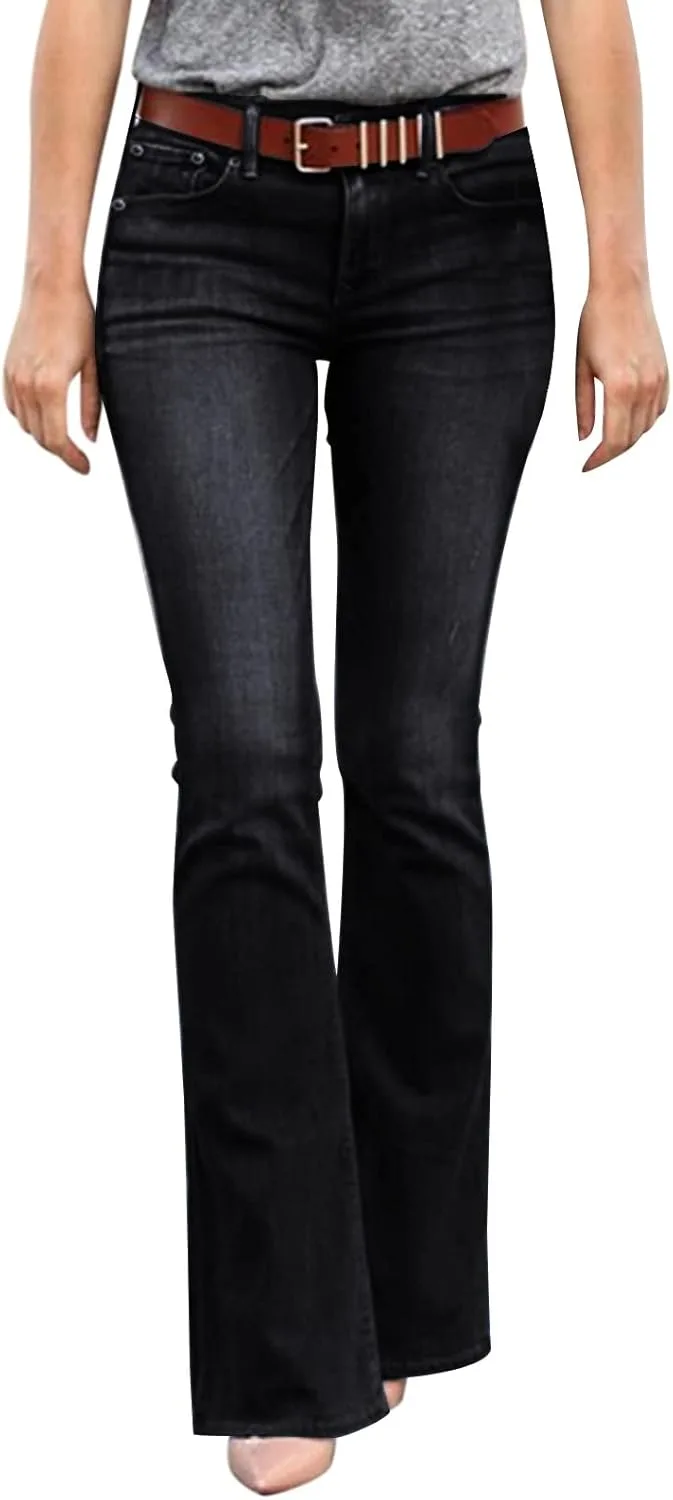 

Женские черные джинсы Bell Bottom с высокой талией