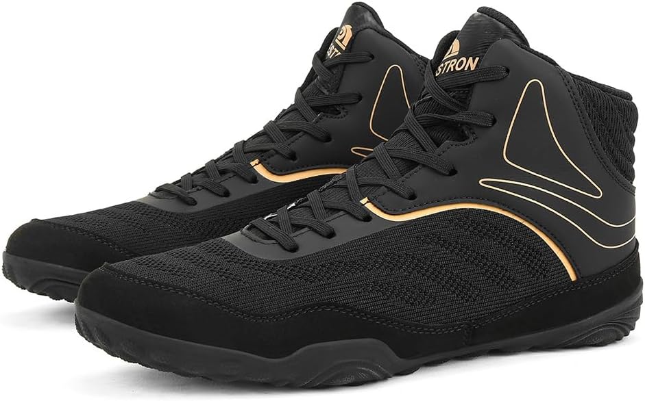 

Мужские модные кроссовки для борьбы Omcam, дышащая сетка, боевые туфли, нескользящие, повседневные спортивные ботинки, черный