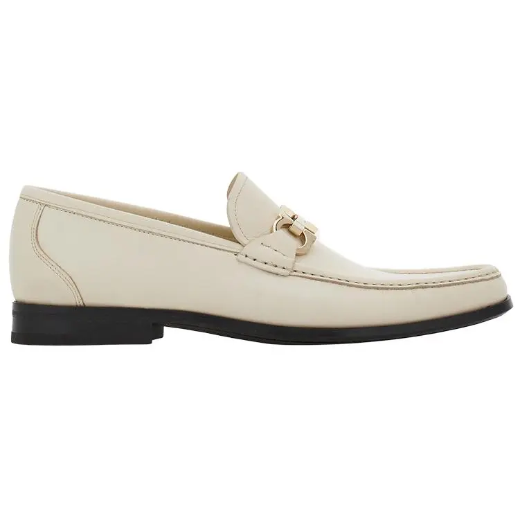 Кожаные лоферы с пластиной Ганчини Ferragamo, белый — фото 3