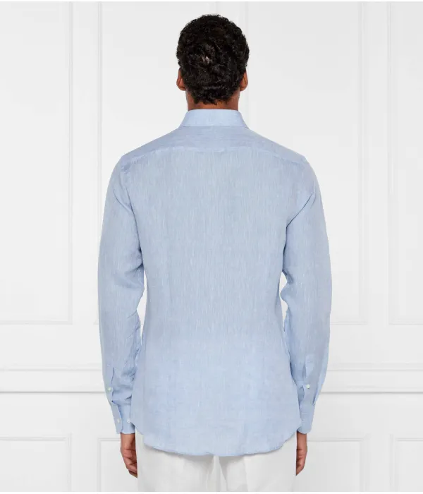 Льняная рубашка h-hank-kent-c1-214 Slim fit Boss, синий — фото 3