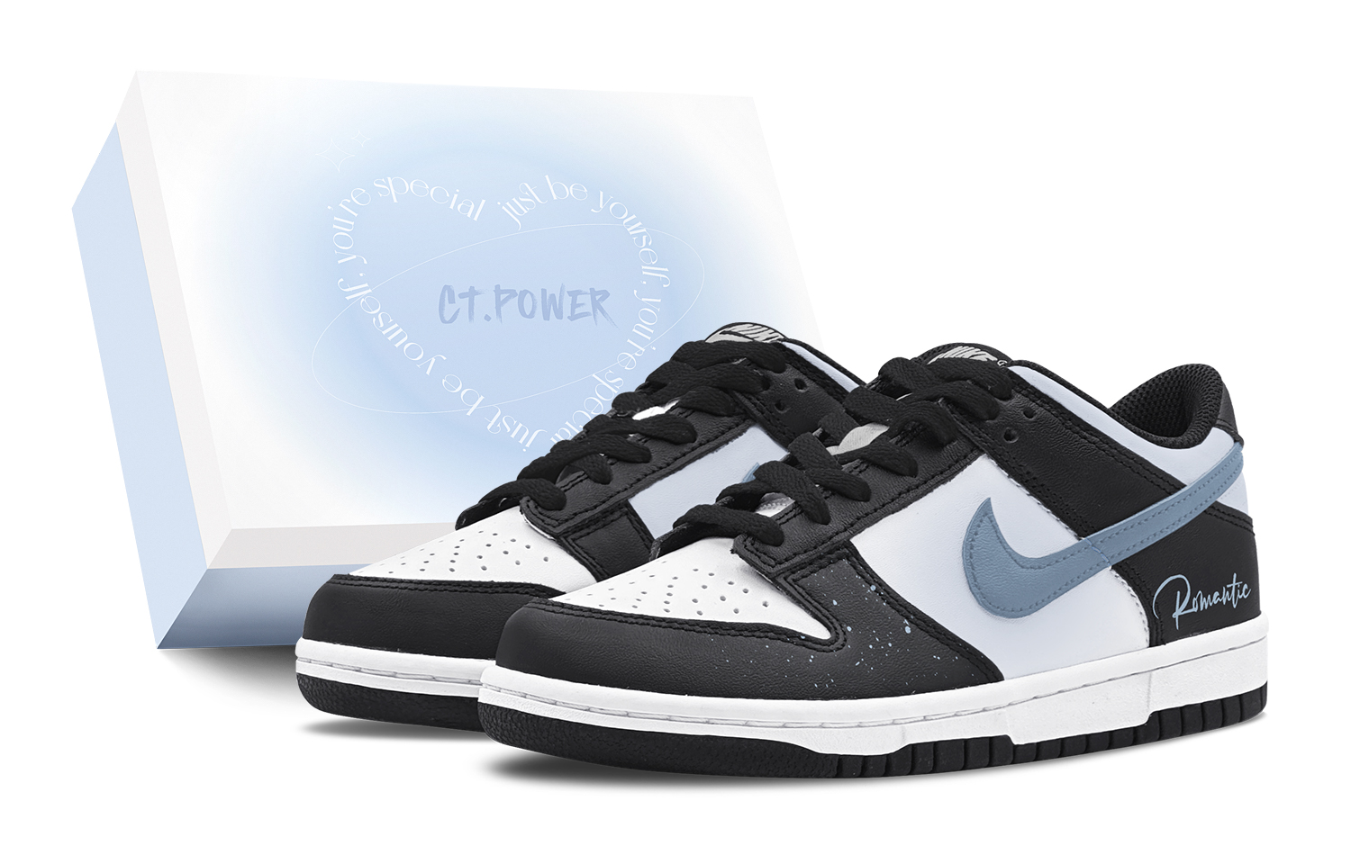

Nike Детские кроссовки для скейтбординга Dunk "Black" с нескользящей подошвой, износостойкие, цвет черный, синий, подростковый