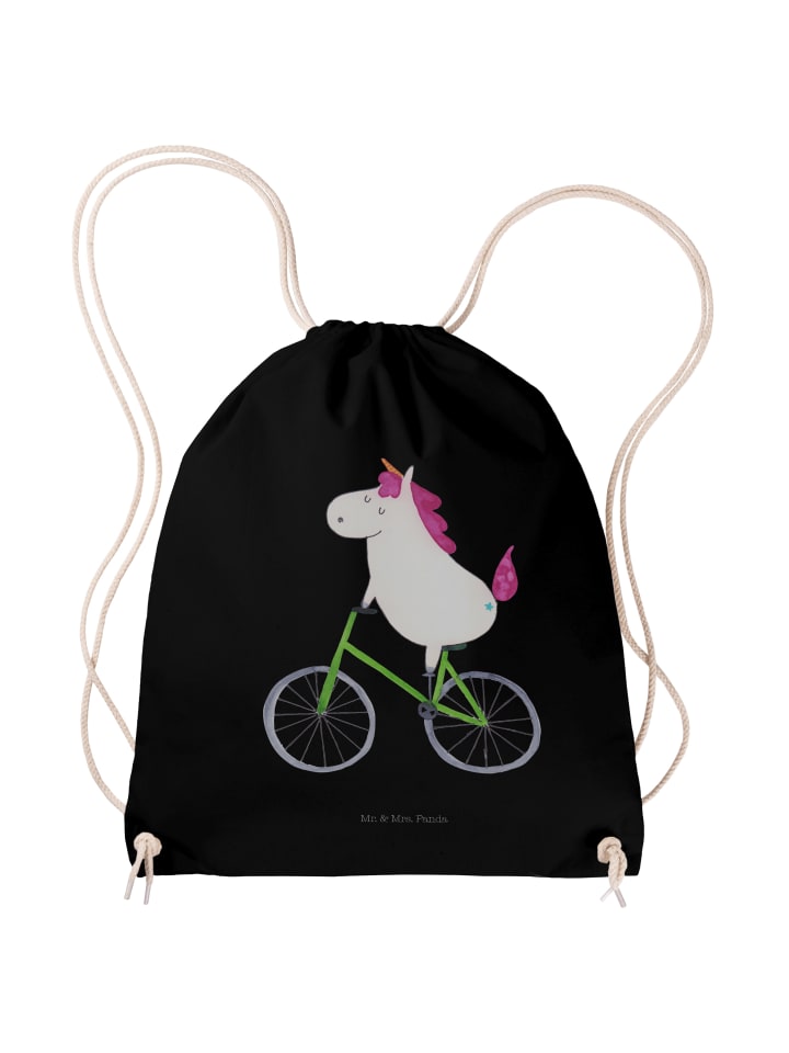 

Mr. & Mrs. Panda Черная сумка-шоппер с изображением единорога и велосипедиста, без надписи