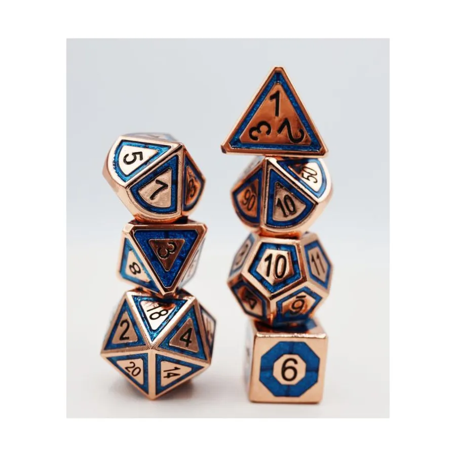 

Набор Poly — бирюзовый с медью (7), Dice Sets - Metal (Foam Brain Games)