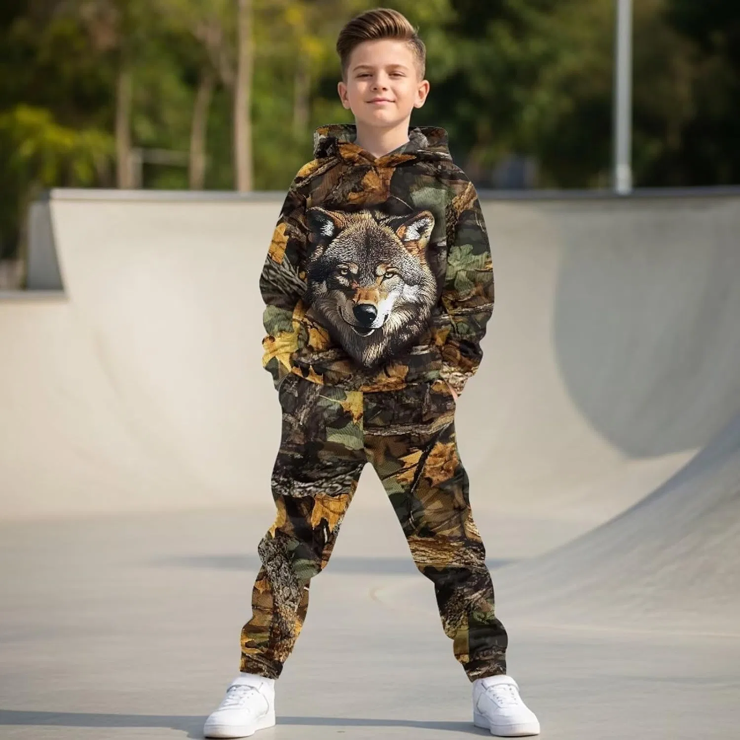 Детский спортивный костюм Camo Hunting Wolf doginthehole, 2 предмета — фото 2
