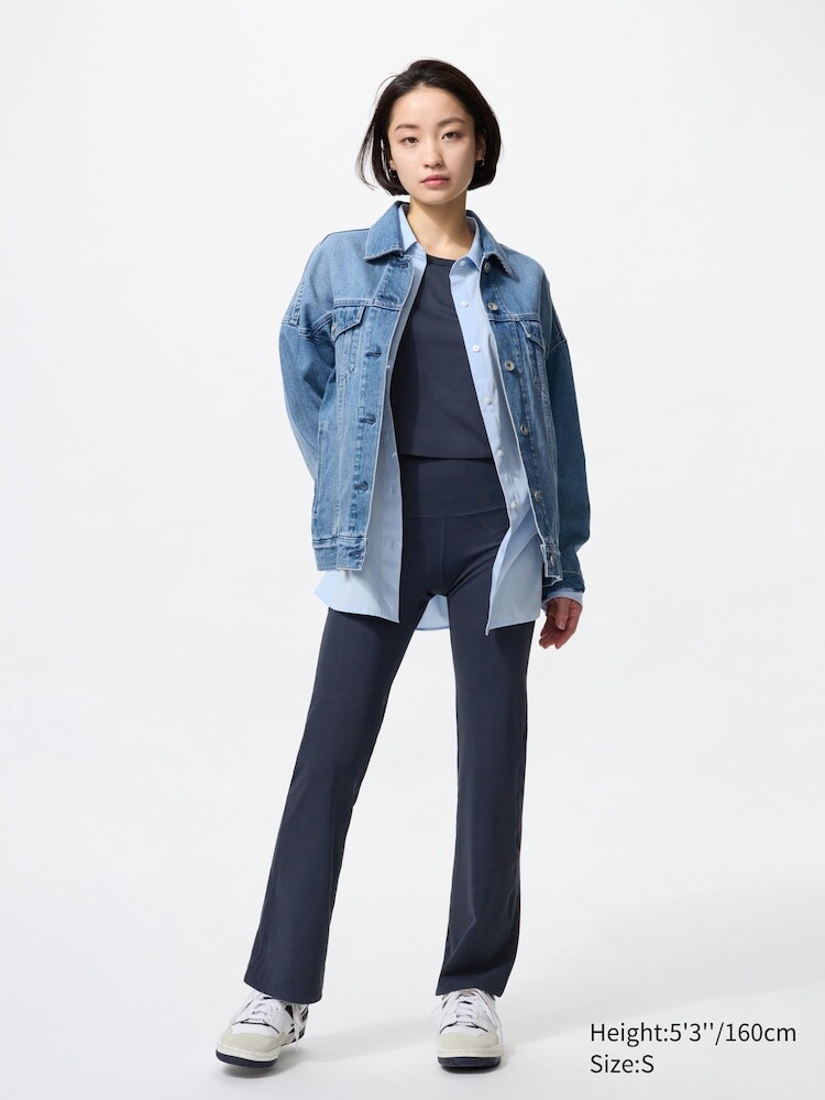 

Леггинсы airism soft ribbed flare короткие Uniqlo, цвет 69 синий